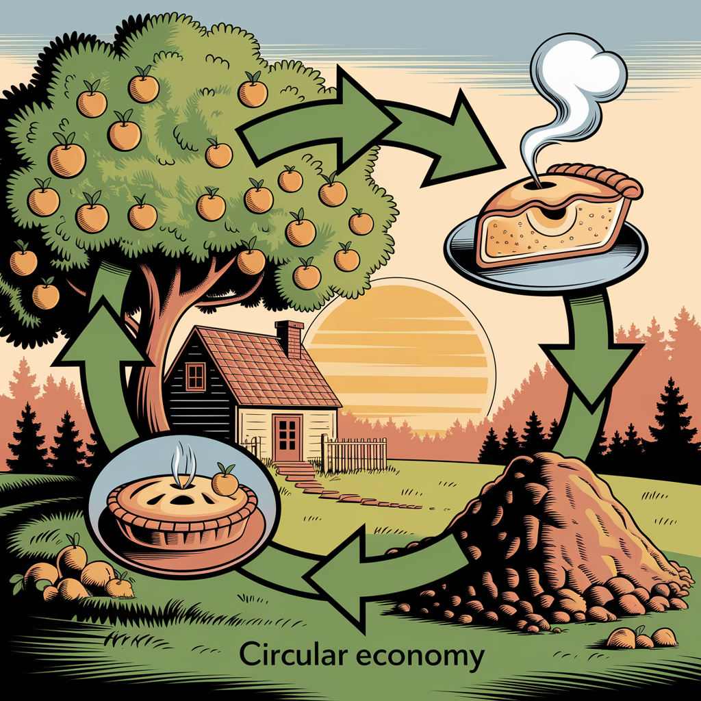 An AI generated illustration that demonstarted circular economy at a domestic level. 